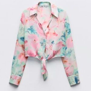 Zara Printed Knotted Shirt